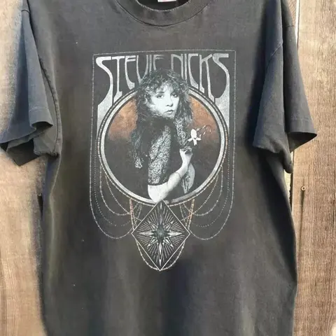 American 1990s Stevie Nicks Fleetwood Mac Short Sleeve Men's T-Shirt Summer New Retro Fashion Men's and Women's Streetwear