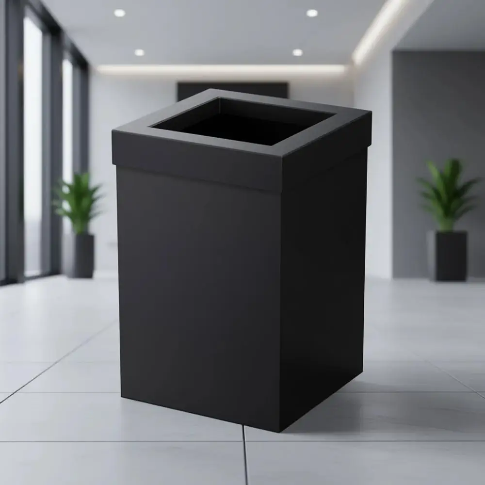 Square 3 Gallon Stainless Steel Trash Can with Lid, Ideal for Small Bathrooms, Matte Black Finish
Square 3 Gallon Stainless Steel Trash Can with Lid, Ideal for Small Bathrooms, Matte Black Finish