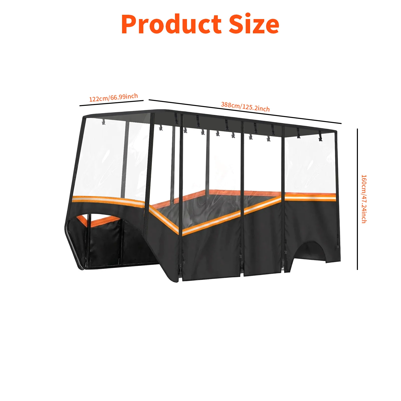 Fits 6-Person Golf Cart Enclosure with Transparent Windshield & Reflective Strips 600D Waterproof Oxford Fabric for Club Car
Fits 6-Person Golf Cart Enclosure with Transparent Windshield & Reflective Strips 600D Waterproof Oxford Fabric for Club Car