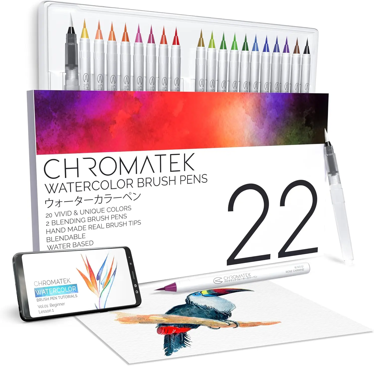 22 Watercolor Pens Set with 2 Aqua Brushes - 20 Unique Colors, Blendable, Vivid, Smooth for Artists
22 Watercolor Pens Set with 2 Aqua Brushes - 20 Unique Colors, Blendable, Vivid, Smooth for Artists
