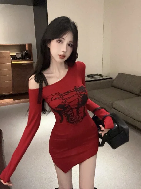 Sexy Lace Knot Strap Dress Women's Body Shape Show Red Long Sleeve Short Skirt Nicole Rose Brand Camisole Gown
Sexy Lace Knot Strap Dress Women's Body Shape Show Red Long Sleeve Short Skirt Nicole Rose Brand Camisole Gown