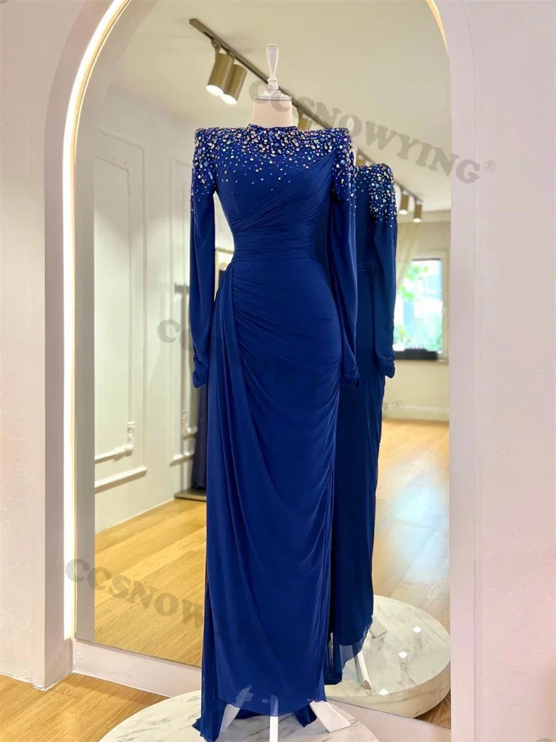 Chiffon Beaded Muslim Evening Gown Islamic Long Sleeve High Neck Formal Party Dresses Women Arabic Kaftan Hijab Robe De Soiree
Chiffon Beaded Muslim Evening Gown Islamic Long Sleeve High Neck Formal Party Dresses Women Arabic Kaftan Hijab Robe De Soiree