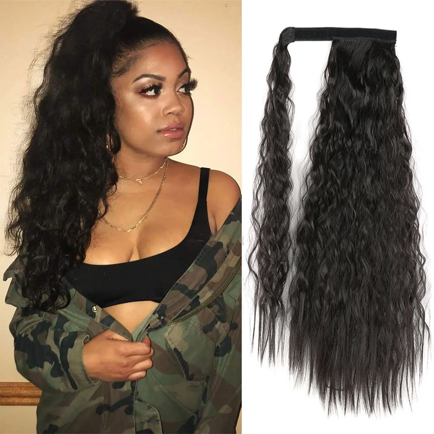 Синтетическое длинное удлинение «Кукуруза», волнистая паста для конского хвоста, термостойкий волнистый хвост, черный шиньон для женщин
Синтетическое длинное удлинение «Кукуруза», волнистая паста для конского хвоста, термостойкий волнистый хвост, черный шиньон для женщин