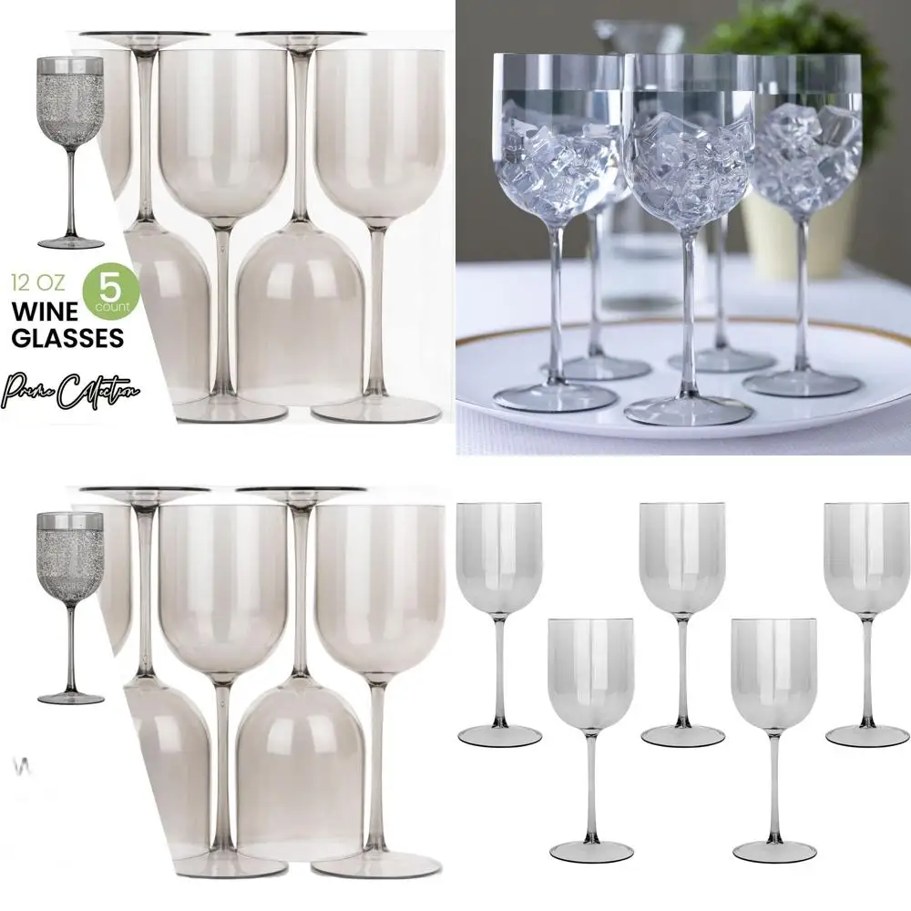 Set of 25 Smokey Grey Hard Plastic Wine Glasses, Elegant Stemmed Cups, 12 oz
Set of 25 Smokey Grey Hard Plastic Wine Glasses, Elegant Stemmed Cups, 12 oz