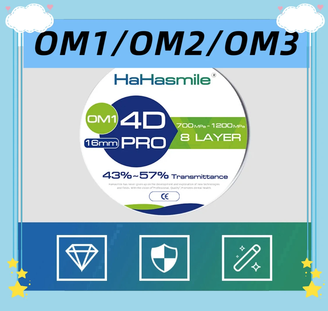 HaHasmile 4D-Pro-Multilayer Zirconia Blocks 8 Layer 43%-57% 98mm for Dental Laboratory False OM1 OM2 OM3
HaHasmile 4D-Pro-Multilayer Zirconia Blocks 8 Layer 43%-57% 98mm for Dental Laboratory False OM1 OM2 OM3