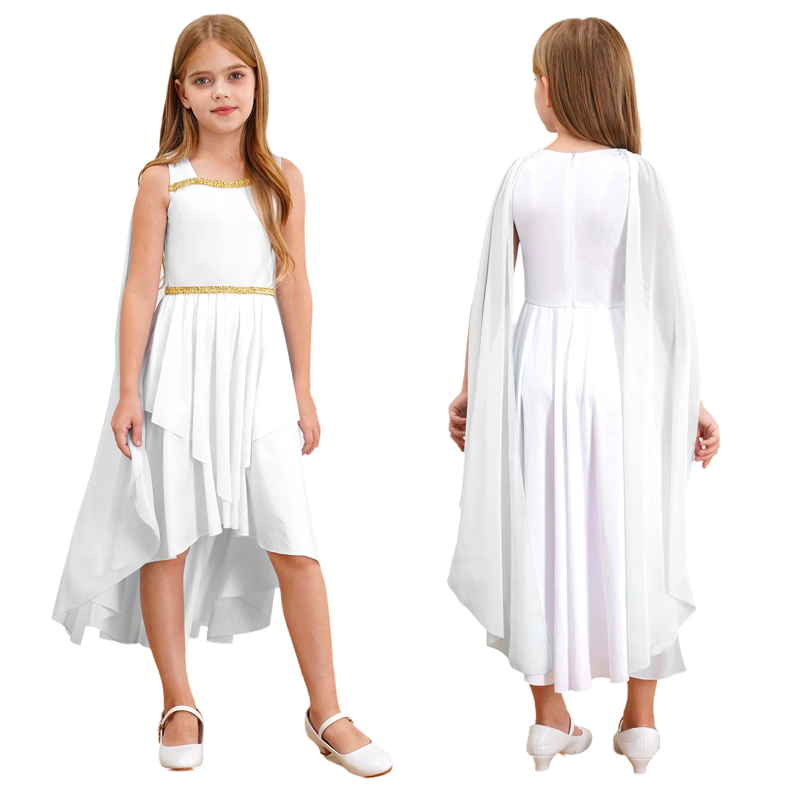 Halloween Ancient Greek Toga Dress for Girls Sleeveless Shawl Patchwork Flowy Dress Ancient Rome Egypt Princess Cosplay Costume
Halloween Ancient Greek Toga Dress for Girls Sleeveless Shawl Patchwork Flowy Dress Ancient Rome Egypt Princess Cosplay Costume