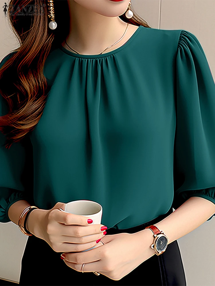 Summer Fashion Shirts ZANZEA Office Lady Tunic Blouses Women Elegant /4 Sleeve Solid Work Blusas Casual O Neck Holiday Tops 2025
Summer Fashion Shirts ZANZEA Office Lady Tunic Blouses Women Elegant /4 Sleeve Solid Work Blusas Casual O Neck Holiday Tops 2025