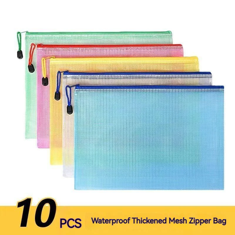10pcs Mesh Zipper Pouch Document Bag Waterproof Zip File Folders A4 A5 A6 School Office Supplies Pencil Case Storage Bags
10pcs Mesh Zipper Pouch Document Bag Waterproof Zip File Folders A4 A5 A6 School Office Supplies Pencil Case Storage Bags