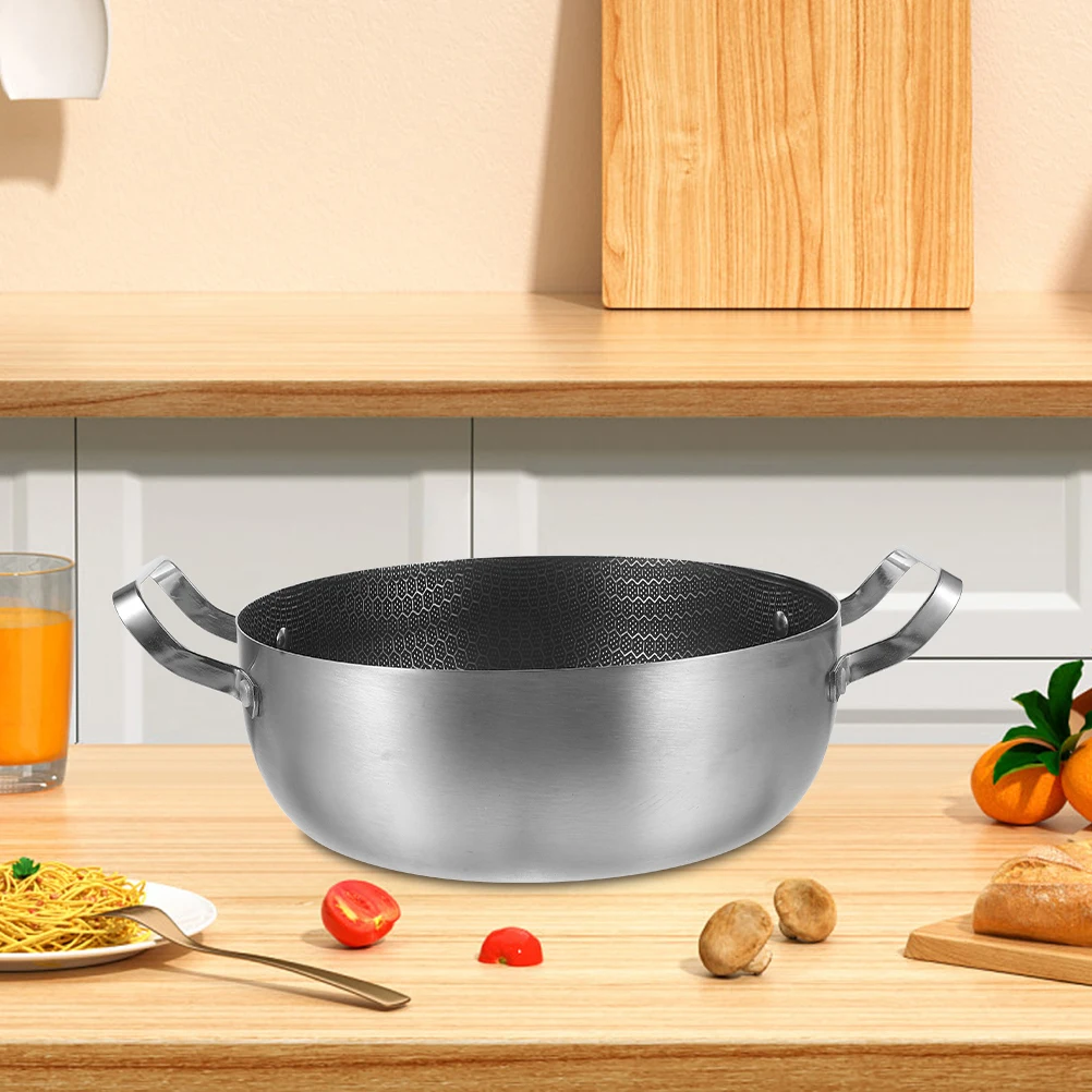 Non stick Double Handle Hot Pot Soup Frying Pan Stainless Steel Kitchen Cookware Easy Clean Multi purpose
Non stick Double Handle Hot Pot Soup Frying Pan Stainless Steel Kitchen Cookware Easy Clean Multi purpose