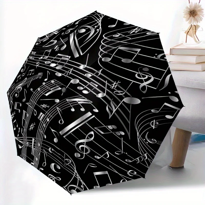 Зонт с музыкальными нотами, автоматическое открытие/закрытие, защита от ветра, прочная 8-спицевая конструкция, черно-белый дизайн с нотами - для E
Зонт с музыкальными нотами, автоматическое открытие/закрытие, защита от ветра, прочная 8-спицевая конструкция, черно-белый дизайн с нотами - для E
