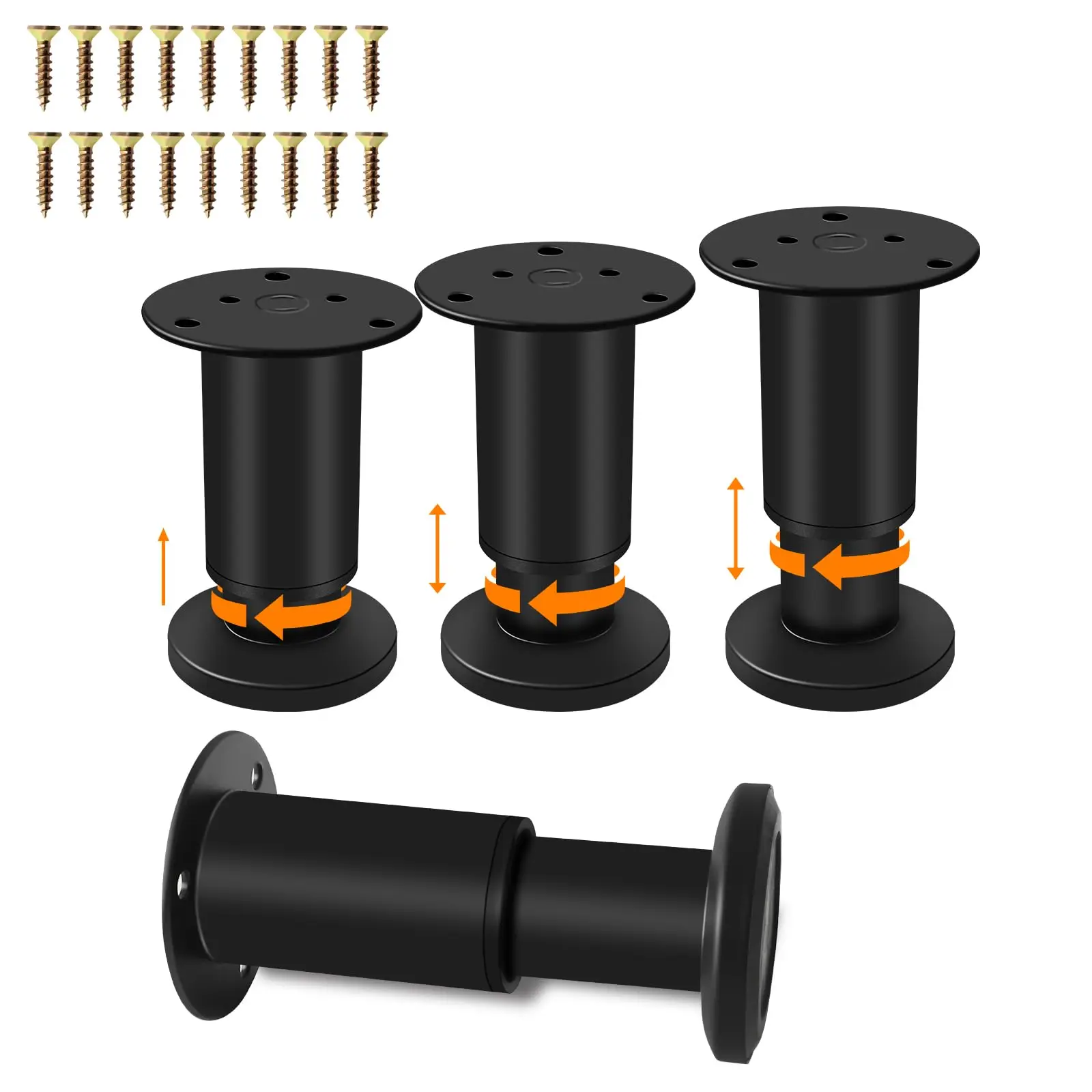 4 Black Adjustable Round Metal Furniture Legs 3.15-4.72 Inch With Mounting Screws For Tables Sofas Cabinets
4 Black Adjustable Round Metal Furniture Legs 3.15-4.72 Inch With Mounting Screws For Tables Sofas Cabinets