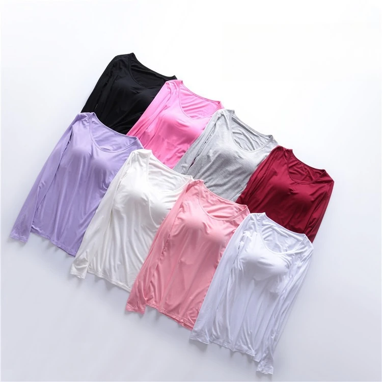 Women's Autumn Winter Modal Cotton Long Sleeve Built-in Bra Top Wirefree Yoga Sports Sleepwear Base Layer Shirt
Women's Autumn Winter Modal Cotton Long Sleeve Built-in Bra Top Wirefree Yoga Sports Sleepwear Base Layer Shirt