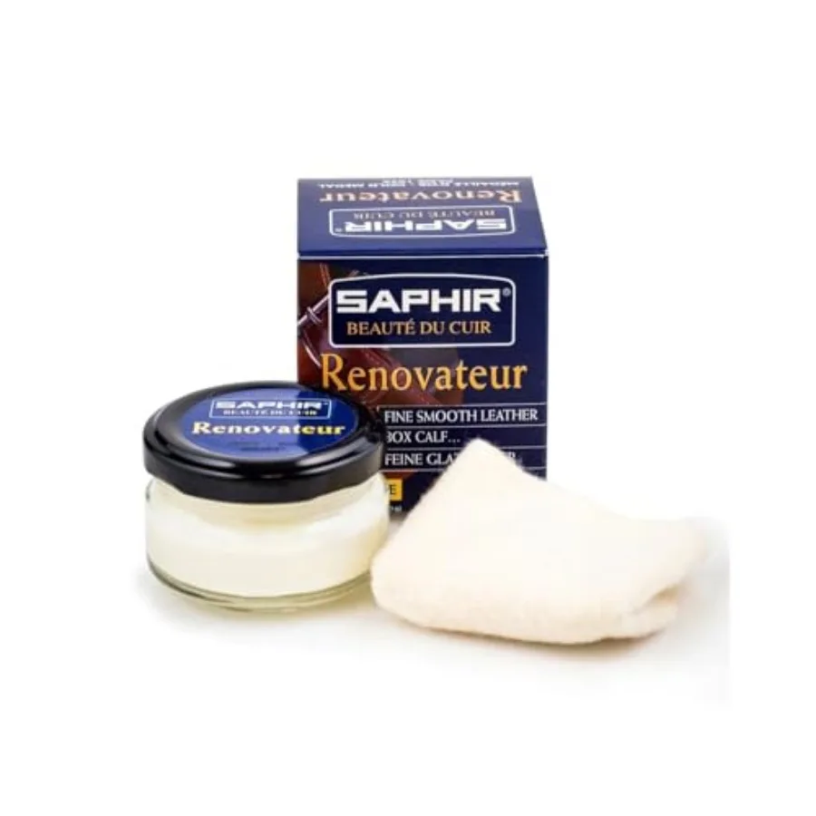 SAPHIR Beauté du Cuir Renovateur - Cleans, Nourishes, Protects and Shines - with Chamois Cleaning Cloth
SAPHIR Beauté du Cuir Renovateur - Cleans, Nourishes, Protects and Shines - with Chamois Cleaning Cloth