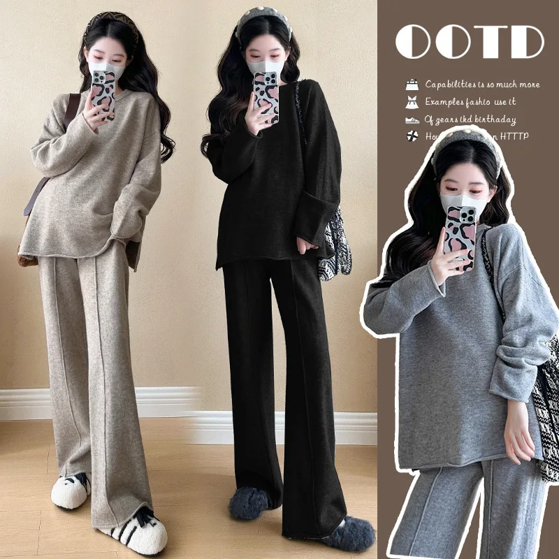 Maternity Set for Pregnant Women Soft Knit Sweater with Wide Leg Pants Loose Fit Winter Pregnancy Outfit Elegant Casual Wear
Maternity Set for Pregnant Women Soft Knit Sweater with Wide Leg Pants Loose Fit Winter Pregnancy Outfit Elegant Casual Wear