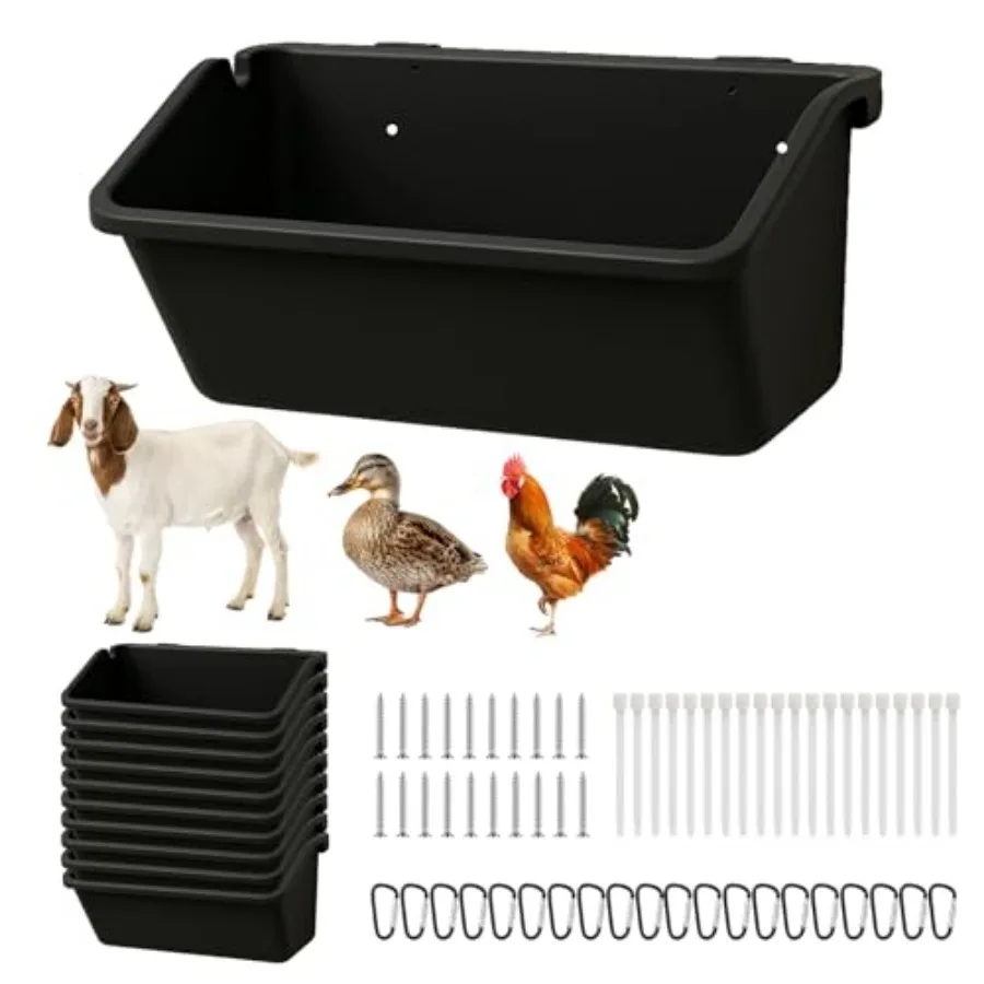 10 Pack Hanging Goat Feeder and Duck Feed Trough, 5 Qt Fence Mounted Livestock Manger Heavy Duty Plastic Mineral Bucket and Wat
10 Pack Hanging Goat Feeder and Duck Feed Trough, 5 Qt Fence Mounted Livestock Manger Heavy Duty Plastic Mineral Bucket and Wat