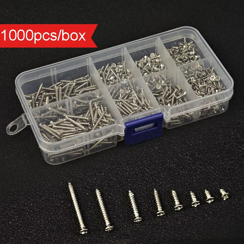 1000pcs/box Tapping Screw Assortment Kit Stainless Steel Self Wood Nail M2 Screws Sets Wood Self Tapping Screw Set
1000pcs/box Tapping Screw Assortment Kit Stainless Steel Self Wood Nail M2 Screws Sets Wood Self Tapping Screw Set