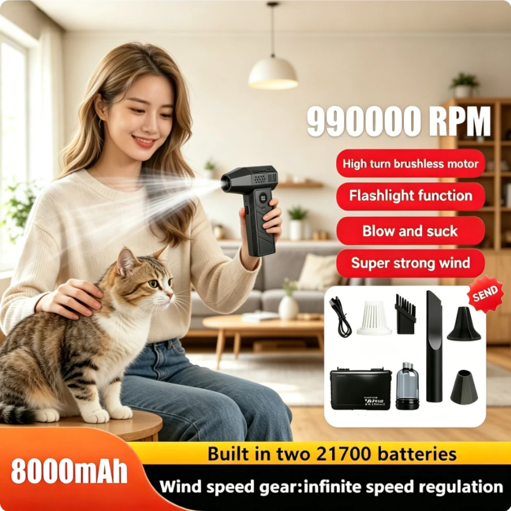 C6/C6Pro Mini Air Blower 990000RPM Brushless Motor Portable Rechargeable Turbo Fan Jet with LED Display Powerful Dust Blower
C6/C6Pro Mini Air Blower 990000RPM Brushless Motor Portable Rechargeable Turbo Fan Jet with LED Display Powerful Dust Blower