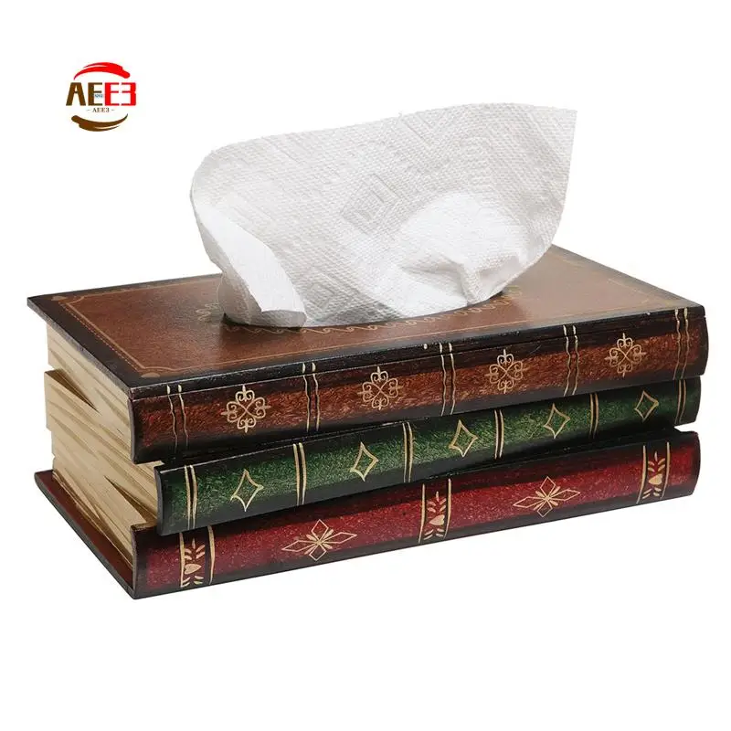 AEE3-Vintage Stacked Books Design Solid Wood Tissue Box Holder Rectangular With Easy Refill Hinged Top
AEE3-Vintage Stacked Books Design Solid Wood Tissue Box Holder Rectangular With Easy Refill Hinged Top