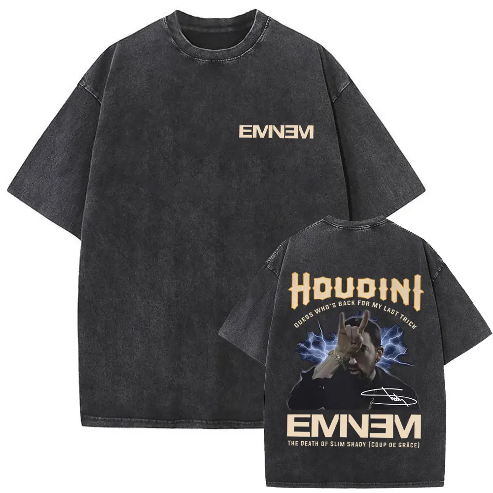 Rapper Eminem Houdini Pop Music T-shirt Men's Vintage Washed T-shirts Tops Men Women Hip Hop Fashion Street Short Sleeve T Shirt
Rapper Eminem Houdini Pop Music T-shirt Men's Vintage Washed T-shirts Tops Men Women Hip Hop Fashion Street Short Sleeve T Shirt