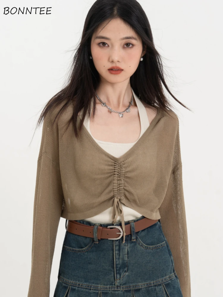 Pullovers Women Shirring Solid Simple Spring All-match Daily Tender Vintage Korean Style Seductive Designed Sweet Stylish New
Pullovers Women Shirring Solid Simple Spring All-match Daily Tender Vintage Korean Style Seductive Designed Sweet Stylish New