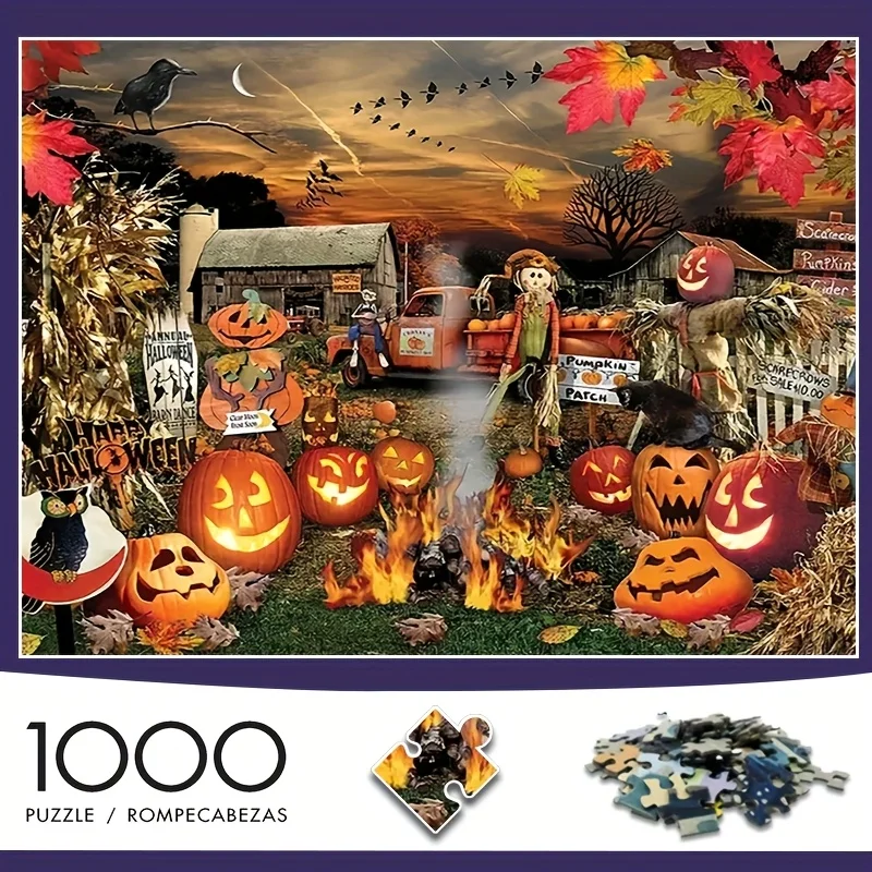 1000pcs Adult Jigsaw Puzzle - Halloween Thanksgiving Autumn Scene with Pumpkins & Fall Foliage, 27.5"x19.6" Premium Thick Dura
1000pcs Adult Jigsaw Puzzle - Halloween Thanksgiving Autumn Scene with Pumpkins & Fall Foliage, 27.5"x19.6" Premium Thick Dura