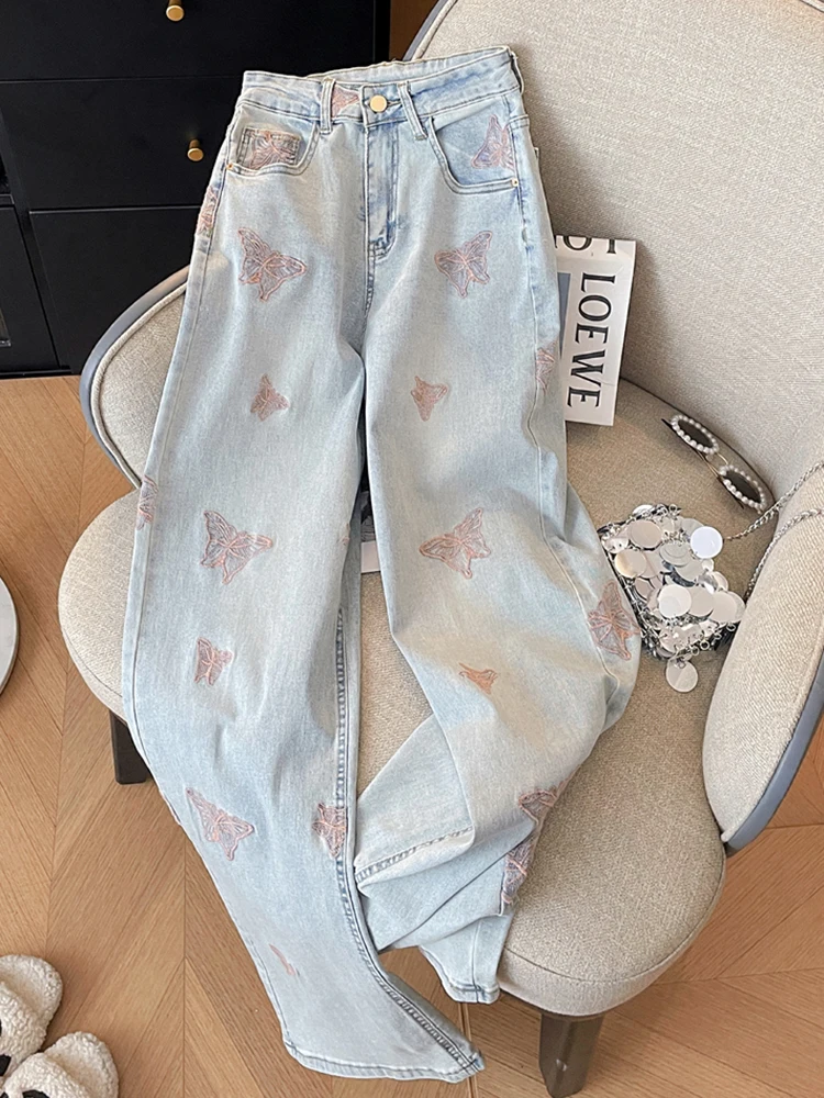 Vintage Embroidered Butterfly Light Blue Jeans Women 2024 New High Waist Wide Leg Denim Pants Female Street Loose Casual Pants
Vintage Embroidered Butterfly Light Blue Jeans Women 2024 New High Waist Wide Leg Denim Pants Female Street Loose Casual Pants