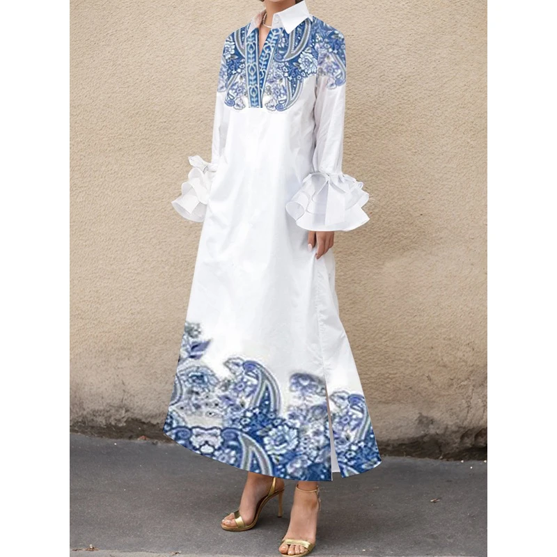 Tinaa Fashion Skinny Long Sleeves Dresses for Women Flower Print Split-Joint Split-Side A-Line Flared Sleeves Lapel Maxi Dresses
Tinaa Fashion Skinny Long Sleeves Dresses for Women Flower Print Split-Joint Split-Side A-Line Flared Sleeves Lapel Maxi Dresses
