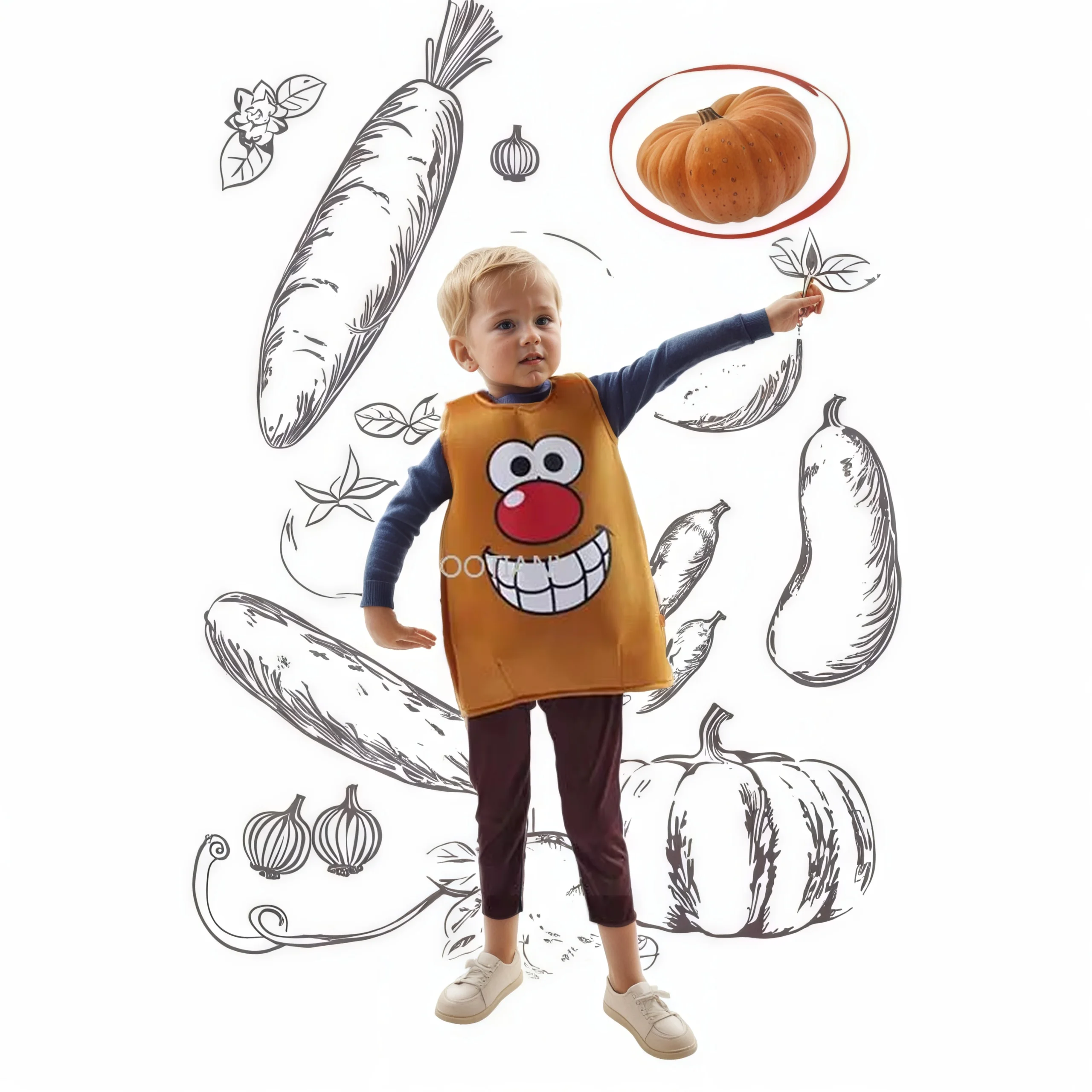 Food Costume Potato Cosplay Brown Vegetable Jumpsuit Costume Boy Halloween Carnival Party Children's Stage Performance Set 2025
Food Costume Potato Cosplay Brown Vegetable Jumpsuit Costume Boy Halloween Carnival Party Children's Stage Performance Set 2025