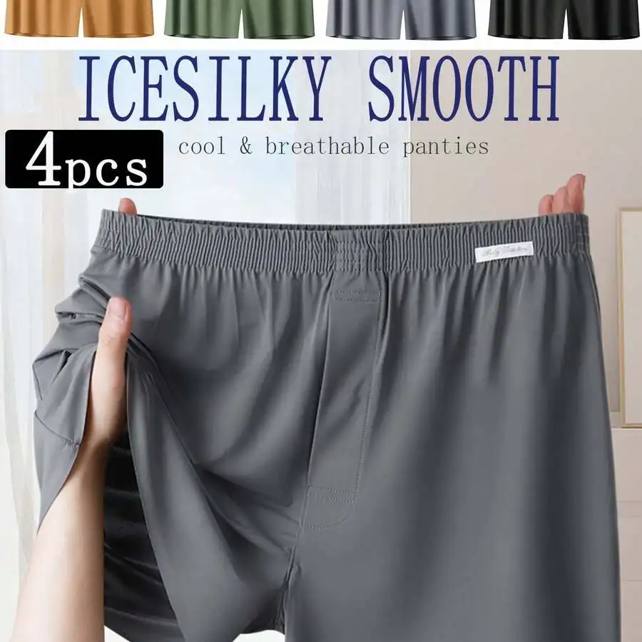 4pcs Ice Silk Smooth Mens Boxer Shorts Cool Breathable Elastic Waist Underwear
4pcs Ice Silk Smooth Mens Boxer Shorts Cool Breathable Elastic Waist Underwear