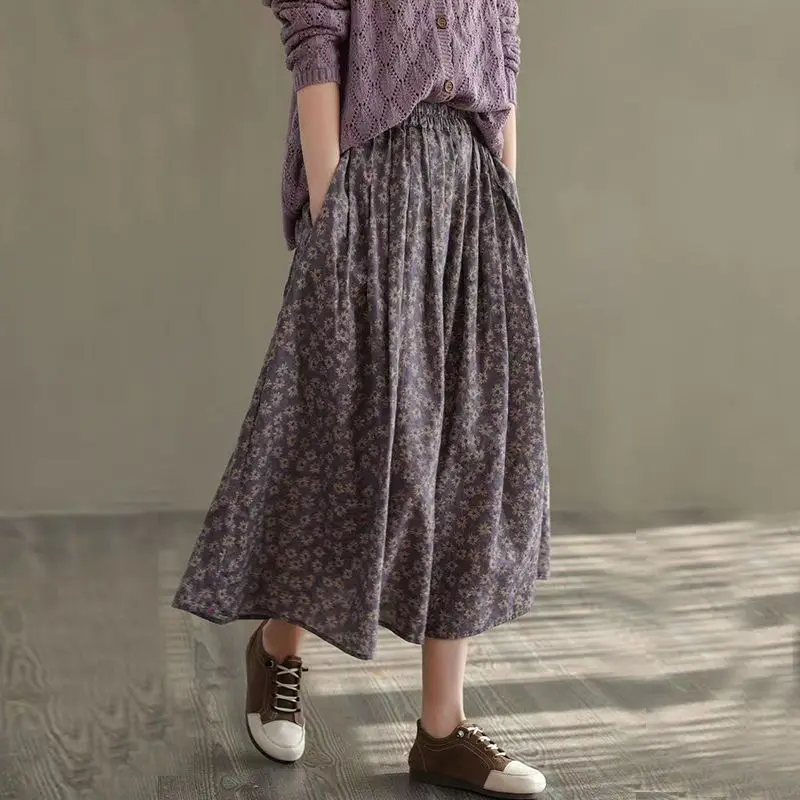 Women's Retro Floral Print Midi Skirt High Waist Pleated Loose Fit Pocket Design Casual Skirt
Women's Retro Floral Print Midi Skirt High Waist Pleated Loose Fit Pocket Design Casual Skirt