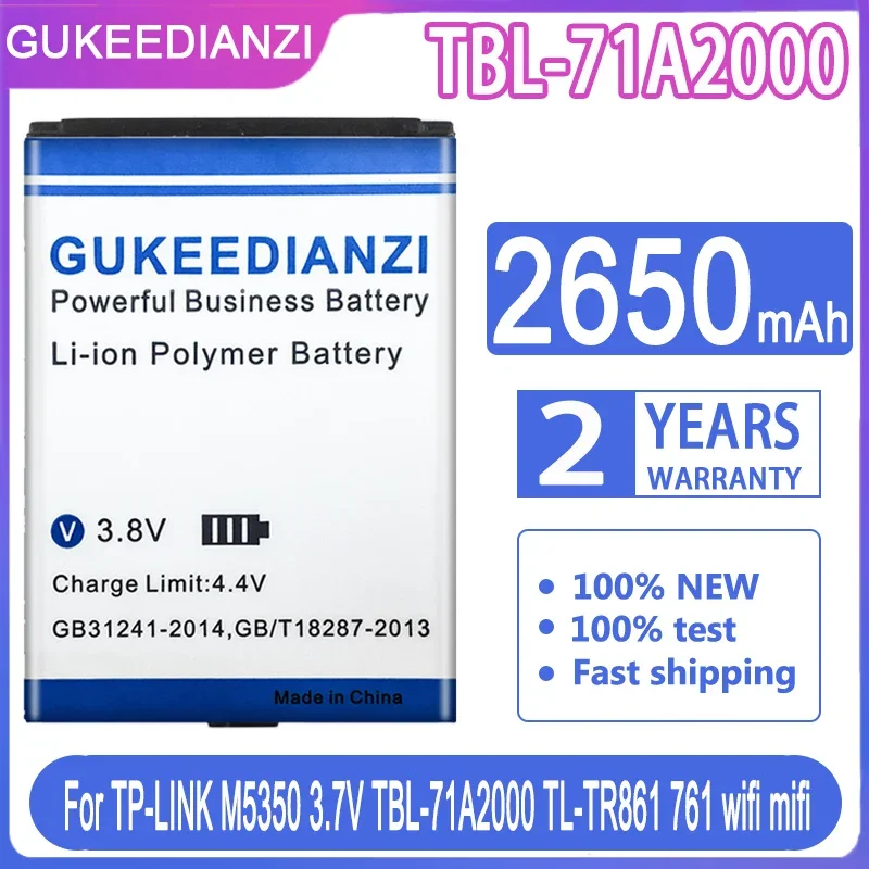 GUKEEDIANZI 2650mAh TBL 71A2000 For TP-LINK M5350 TBL-71A2000 TL-TR861 761 Batterij + Track NO
GUKEEDIANZI 2650mAh TBL 71A2000 For TP-LINK M5350 TBL-71A2000 TL-TR861 761 Batterij + Track NO