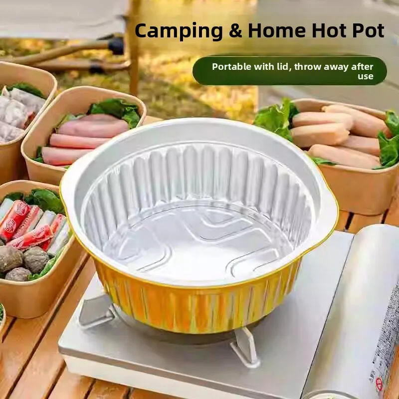 Thickened Aluminum Foil Pot for Camping Outdoor Barbecue Picnic Disposable Tableware Special for Cassette Stove Hot Pot
Thickened Aluminum Foil Pot for Camping Outdoor Barbecue Picnic Disposable Tableware Special for Cassette Stove Hot Pot