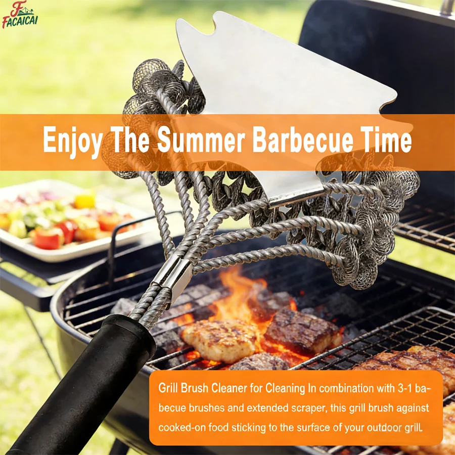 18'' Stainless Safe Bristle Free Grill Brush and Scraper Grate Cleaner For Camping BBQ Grill Accessories for Picnic Outdoor Tool
18'' Stainless Safe Bristle Free Grill Brush and Scraper Grate Cleaner For Camping BBQ Grill Accessories for Picnic Outdoor Tool