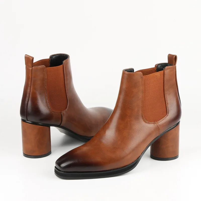 Men's Brown Chelsea Boots British Style Chunky Heel PU Leather Elastic Ankle Boots Casual Formal Dress Shoes for Men Fall Winter
Men's Brown Chelsea Boots British Style Chunky Heel PU Leather Elastic Ankle Boots Casual Formal Dress Shoes for Men Fall Winter