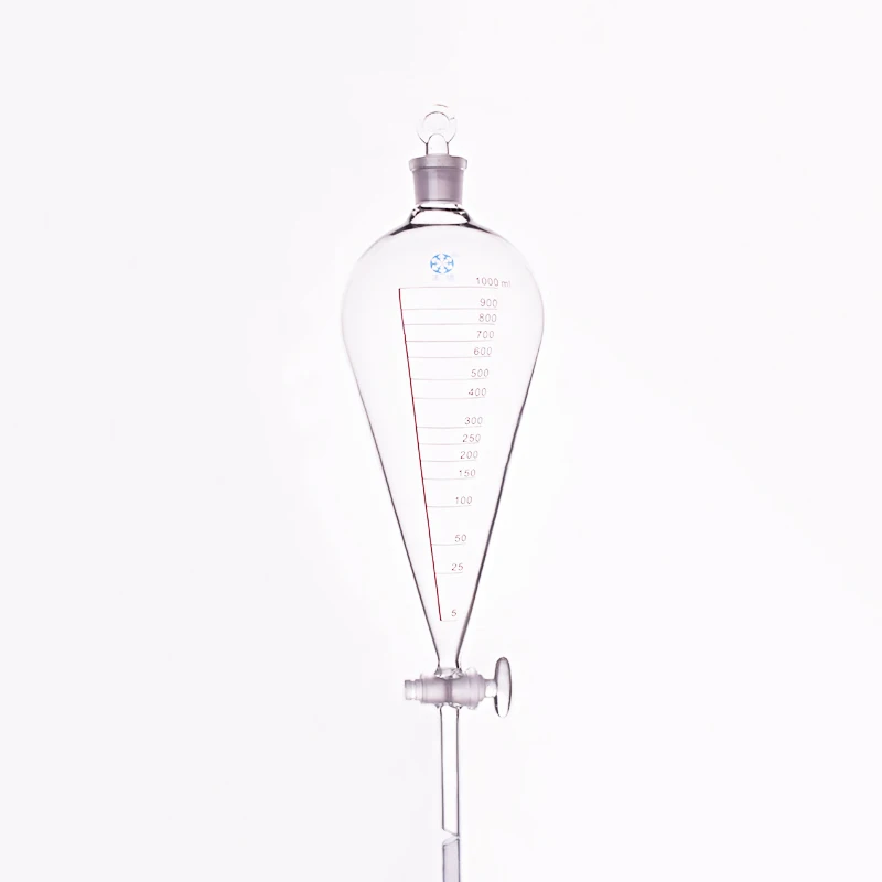 Separatory funnel pear shape,with ground-in glass stopper and stopcock,With tick marks,Capacity 1000ml 24/29,glass switch valve
Separatory funnel pear shape,with ground-in glass stopper and stopcock,With tick marks,Capacity 1000ml 24/29,glass switch valve