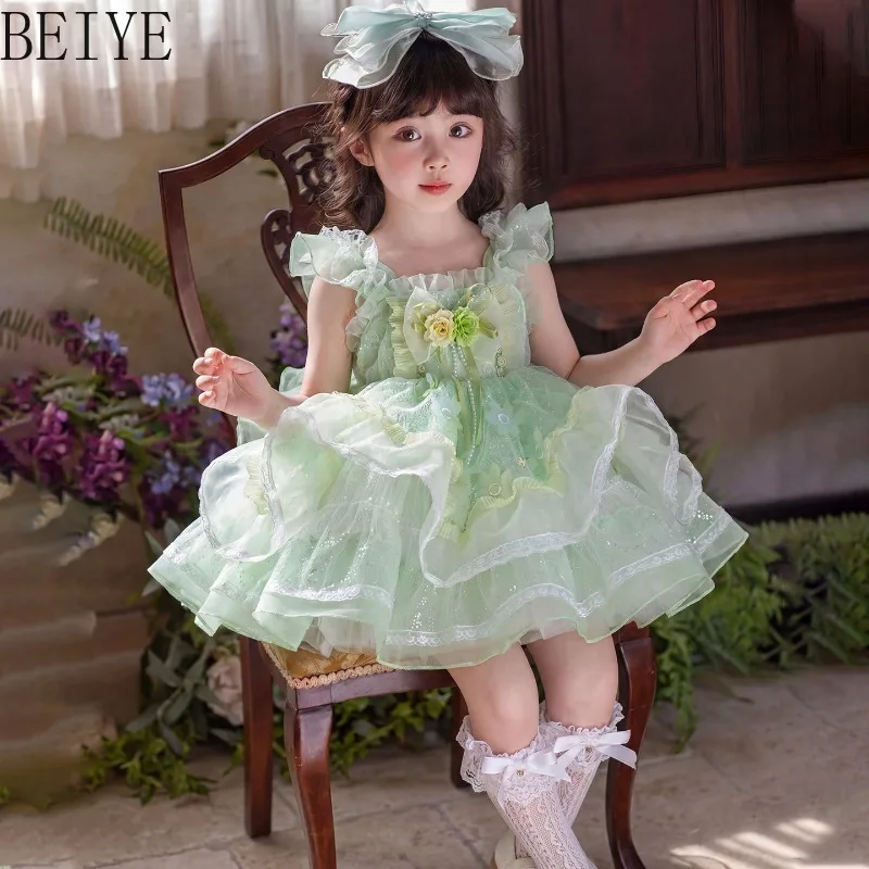 Summer Baby Girl Flower Fairy Lolita Dress Suspender Sweet Princess Party Dress Children Green Lace Fluffy Birthday Dress
Summer Baby Girl Flower Fairy Lolita Dress Suspender Sweet Princess Party Dress Children Green Lace Fluffy Birthday Dress