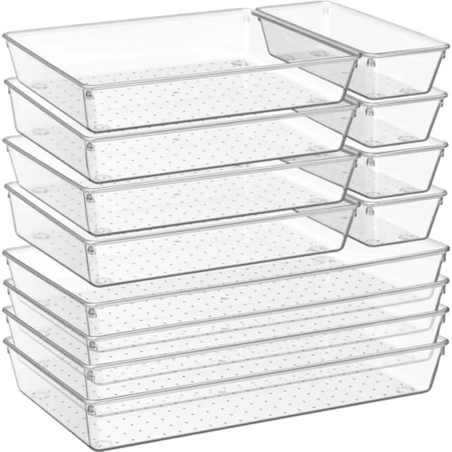 Criusia 12 Pack Large Clear Plastic Drawer Organizer Trays MULTI-USE Acrylic Drawer Storage for Kitchen Bathroom Makeup Office
Criusia 12 Pack Large Clear Plastic Drawer Organizer Trays MULTI-USE Acrylic Drawer Storage for Kitchen Bathroom Makeup Office