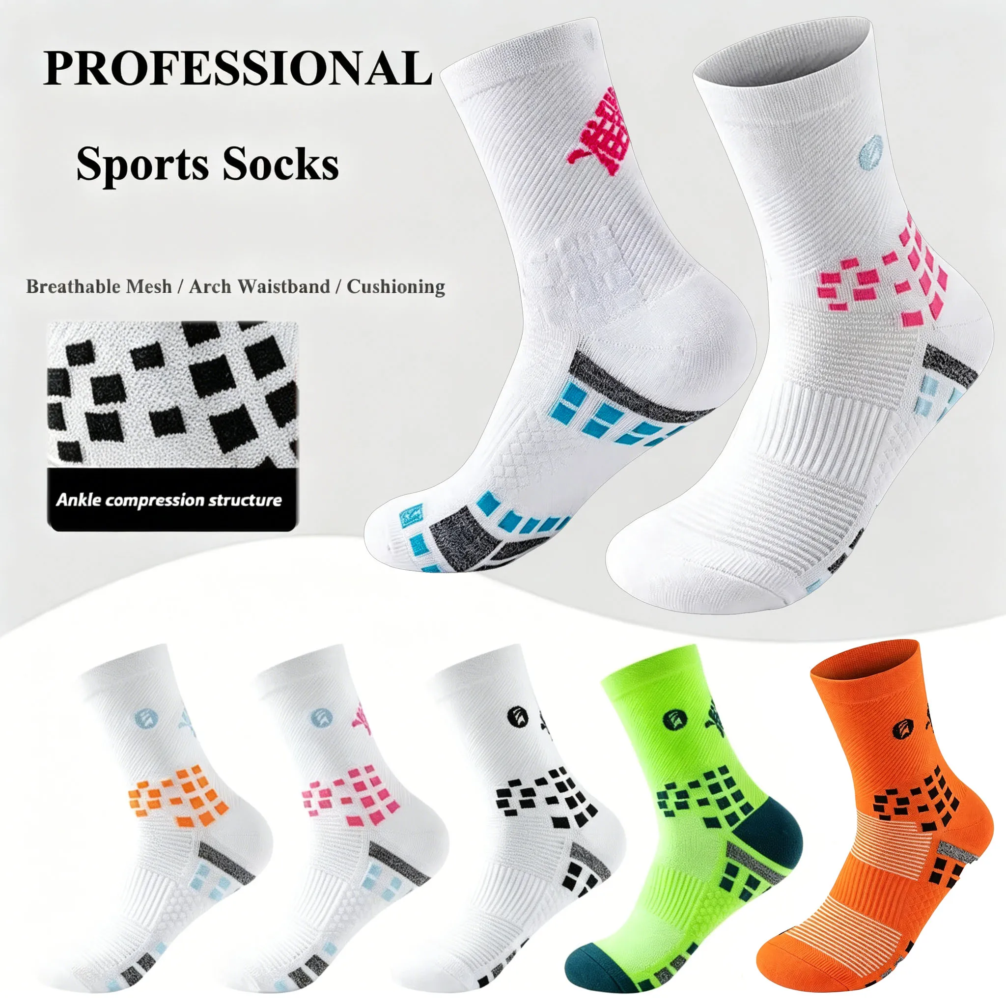 Professional Summer Running Socks for Marathon & Trail Anti-Slip Breathable Sports Socks for Men Women Quick-Dry Athletic Socks
Professional Summer Running Socks for Marathon & Trail Anti-Slip Breathable Sports Socks for Men Women Quick-Dry Athletic Socks