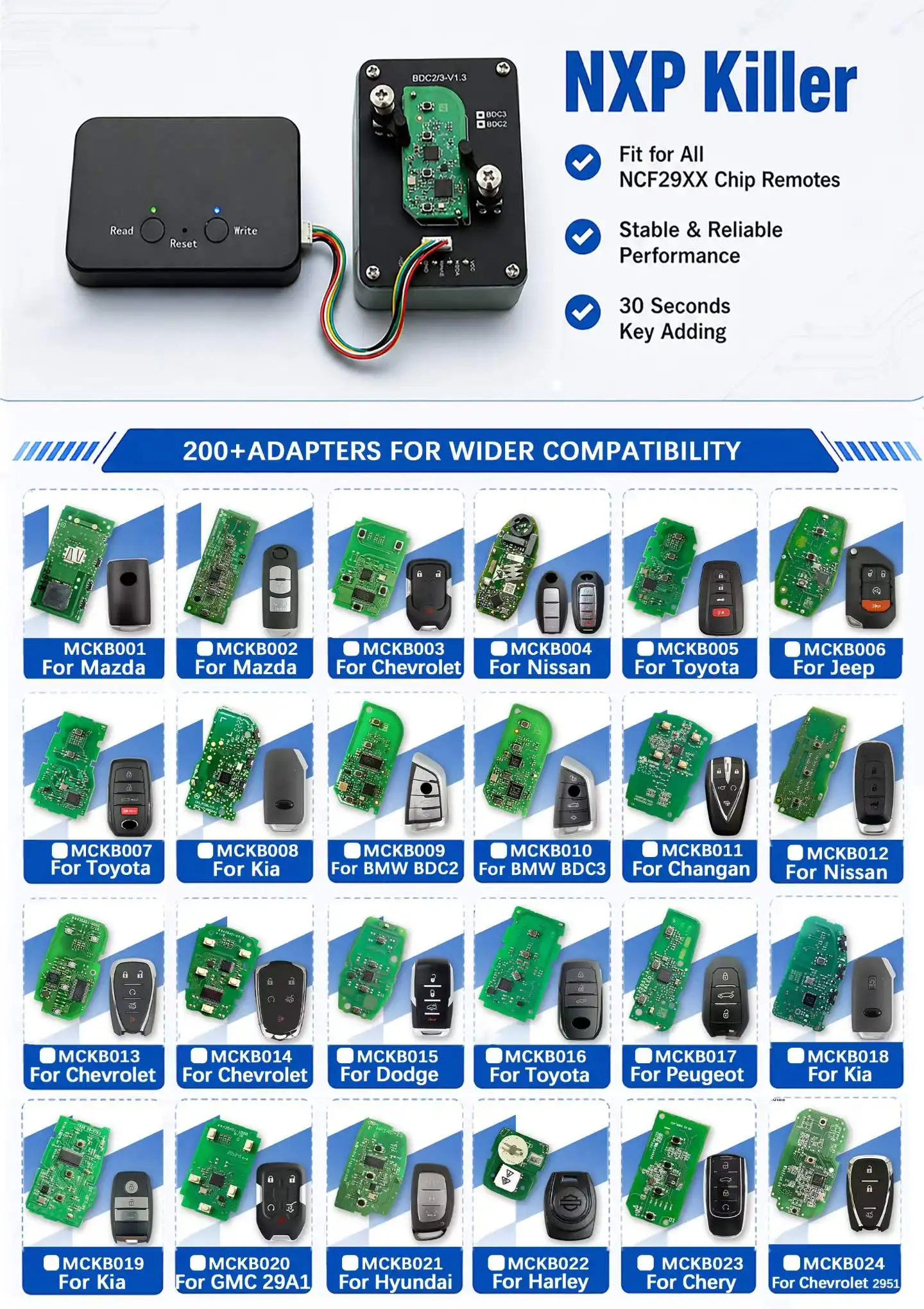 MCKB Hot Sell Adapter For BMW BDC3 Model Work With NXP Killer Solder Free adapter easy to operate Fit For KD X4 VVDI KYDZ Tool
MCKB Hot Sell Adapter For BMW BDC3 Model Work With NXP Killer Solder Free adapter easy to operate Fit For KD X4 VVDI KYDZ Tool