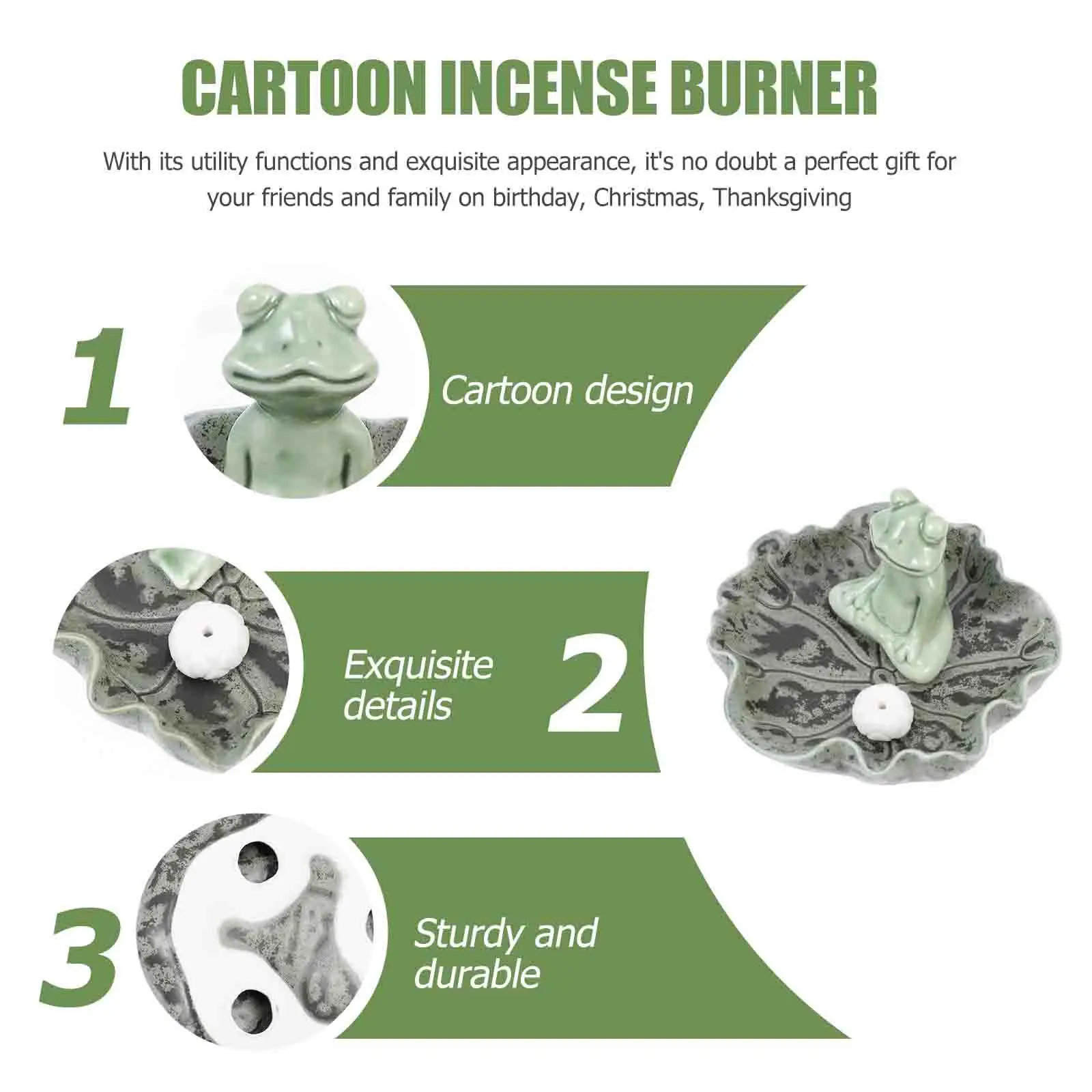 Cartoon Ceramic Incense Stove Frogs Shape Aromatherapy Incense Burner Stress Relief Meditation Desktop Ornament
Cartoon Ceramic Incense Stove Frogs Shape Aromatherapy Incense Burner Stress Relief Meditation Desktop Ornament