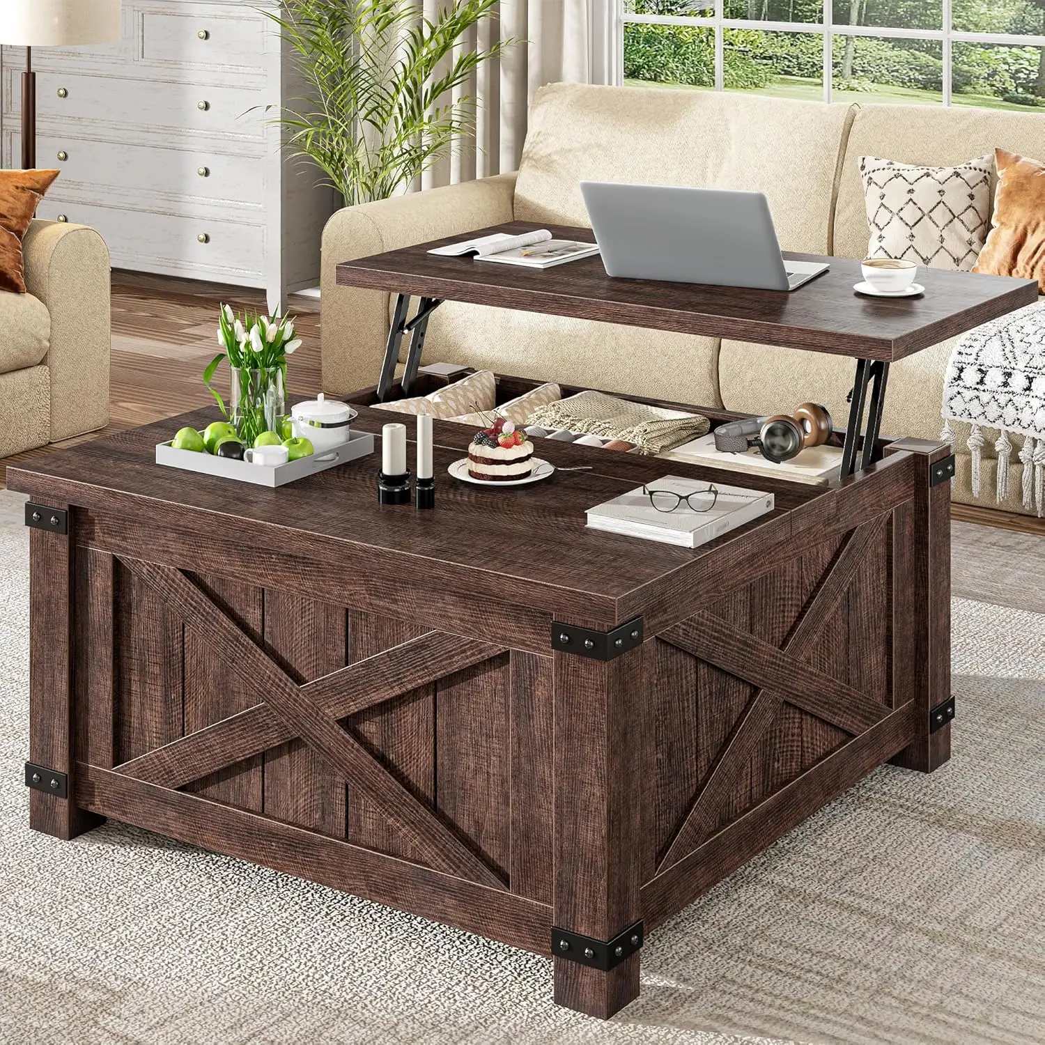 Lift Top Coffee Table with Storage, 36' Farmhouse Coffee Tables for Living Room, Square Coffee Table
Lift Top Coffee Table with Storage, 36' Farmhouse Coffee Tables for Living Room, Square Coffee Table