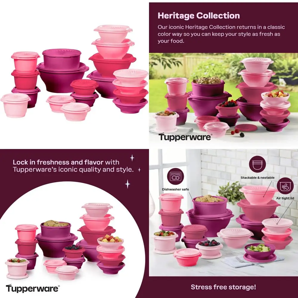 36-Piece Vintage Pink Food Storage Container Set with Lids, Dishwasher Safe, BPA Free
36-Piece Vintage Pink Food Storage Container Set with Lids, Dishwasher Safe, BPA Free