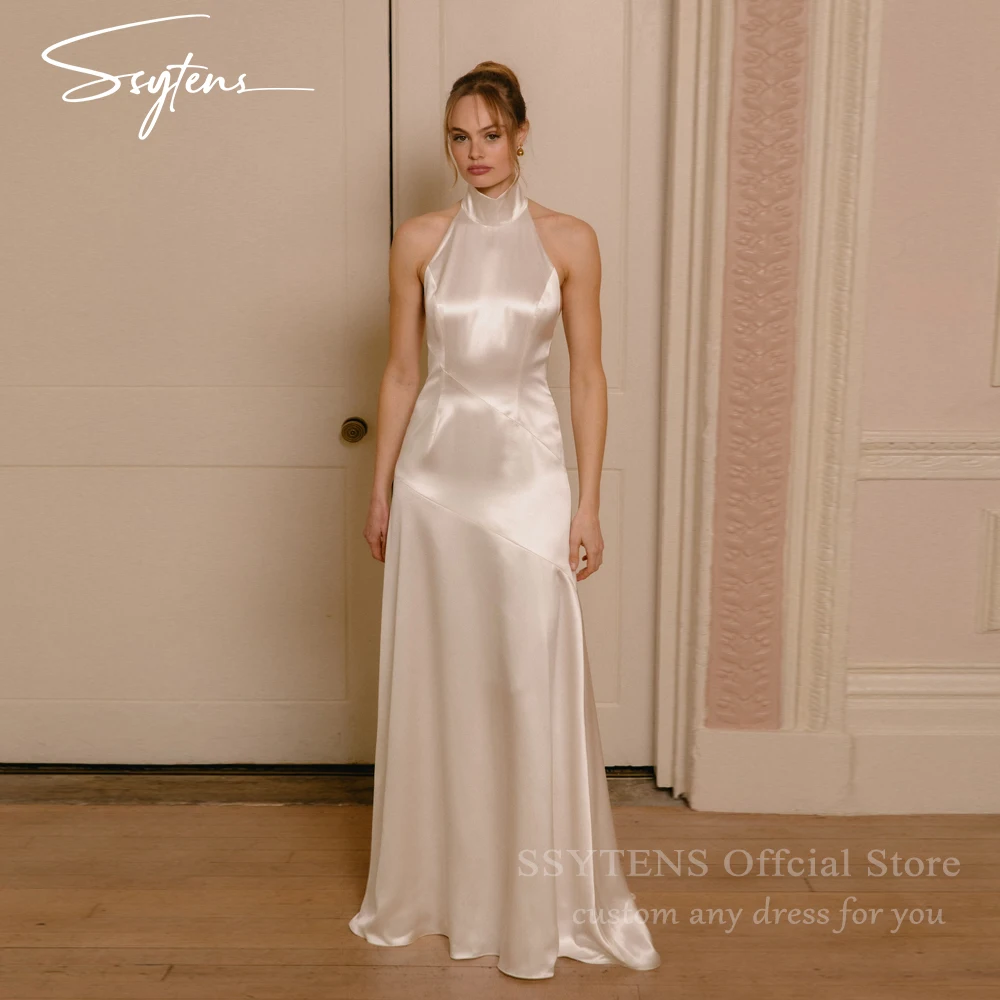 SSYTENS Customized White Halter Neckline Wedding Dresses Sleeveless Backless Satin Bridal Gown Elegant Floor-Length Wedding Gown
SSYTENS Customized White Halter Neckline Wedding Dresses Sleeveless Backless Satin Bridal Gown Elegant Floor-Length Wedding Gown