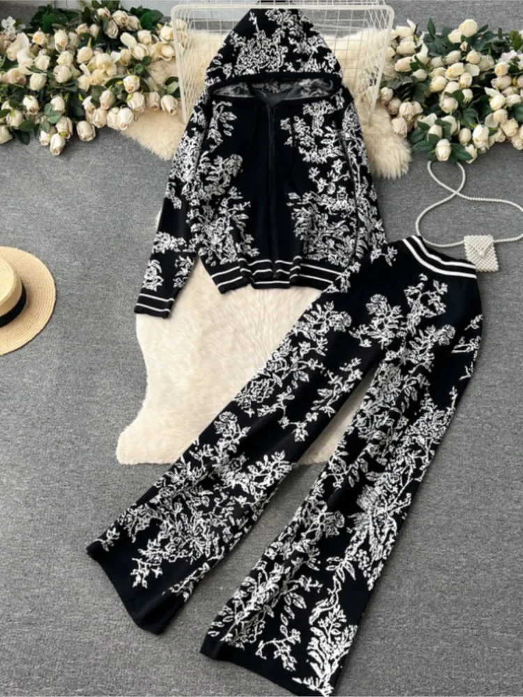 Hooded Full-sleeve Zipper Top Wide-leg Trousers Two-piece Set 2026 New Women Pants Suit High-waisted Streetwear Elegant Workwear
Hooded Full-sleeve Zipper Top Wide-leg Trousers Two-piece Set 2026 New Women Pants Suit High-waisted Streetwear Elegant Workwear