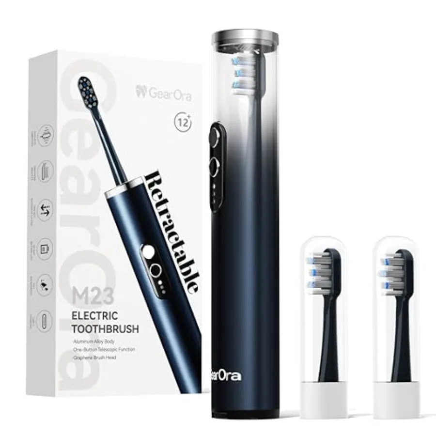 M23 Travel Electric Toothbrush for Adults Retractable Portable Sonic Toothbrush Aluminum Body 30-Day Battery Universal USB-C Ch
M23 Travel Electric Toothbrush for Adults Retractable Portable Sonic Toothbrush Aluminum Body 30-Day Battery Universal USB-C Ch
