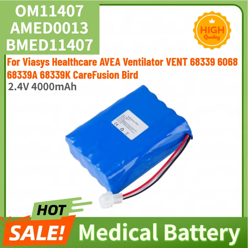 OM11407 AMED0013 BMED11407 High Quality Medical Battery 2.4V 4000mAh for Viasys Healthcare AVEA VENT 68339 6068 68339A 68339K
OM11407 AMED0013 BMED11407 High Quality Medical Battery 2.4V 4000mAh for Viasys Healthcare AVEA VENT 68339 6068 68339A 68339K