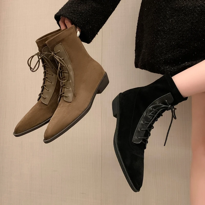 AIYUQI 2025 new women's short boots Western girls pointed toe women ankle boots Large size lace-up female boots
AIYUQI 2025 new women's short boots Western girls pointed toe women ankle boots Large size lace-up female boots
