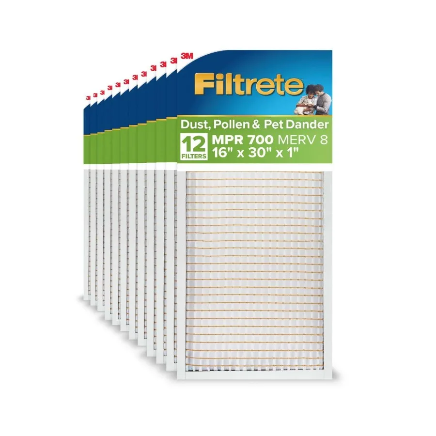 16x30x1 HVAC Furnace Air Filter MPR 700 MERV 8 Dust Pollen and Pet Dander Reduction 12 Pack
16x30x1 HVAC Furnace Air Filter MPR 700 MERV 8 Dust Pollen and Pet Dander Reduction 12 Pack