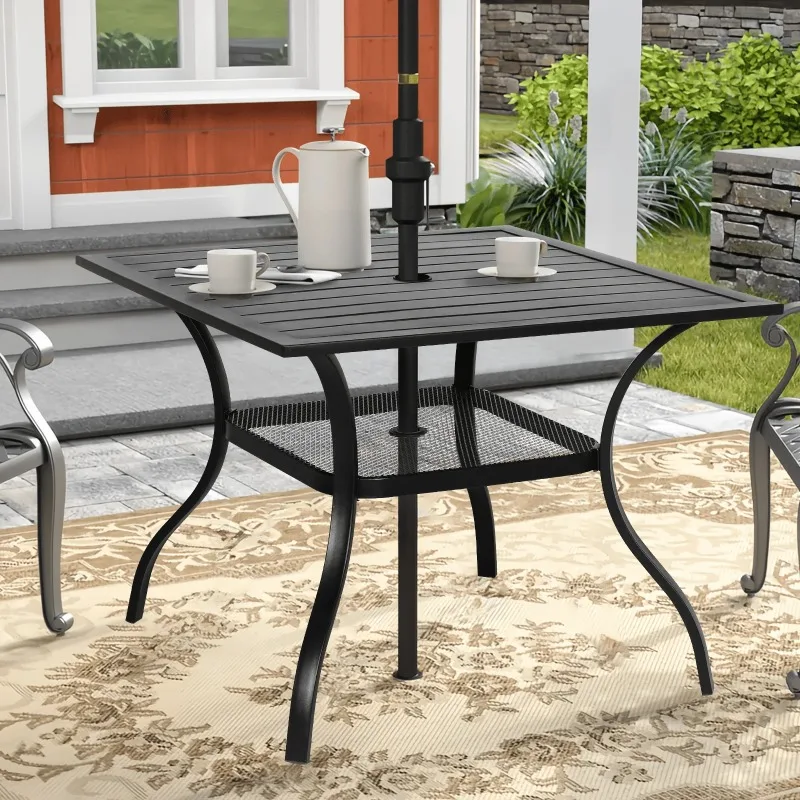 Black Patio Outdoor Dining Table Metal Steel Slat Square Bistro Table for Porch Deck Garden Backyard Poolside,
Black Patio Outdoor Dining Table Metal Steel Slat Square Bistro Table for Porch Deck Garden Backyard Poolside,