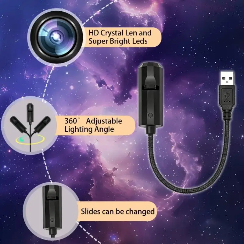 Seven Themed USB Projection Ceiling Atmosphere Lights Including Planet/Crescent Moon Patterns Suitable For Bedroom Living Room
Seven Themed USB Projection Ceiling Atmosphere Lights Including Planet/Crescent Moon Patterns Suitable For Bedroom Living Room